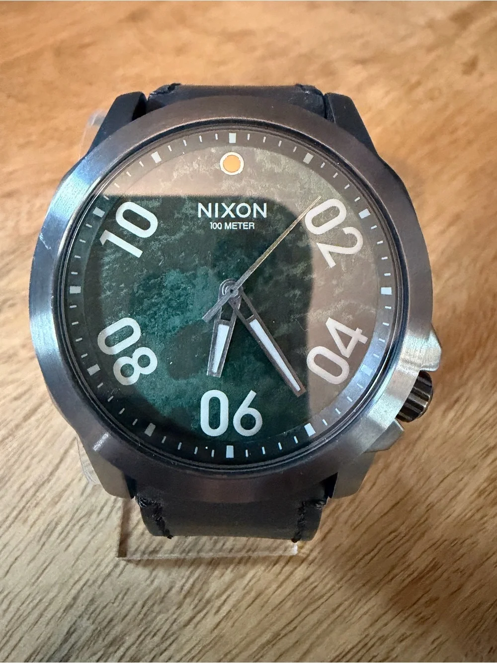 Nixon The Ranger Black Strap Watch with Green Marble Dial